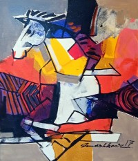 Mashkoor Raza, 14 x 18 Inch, Oil on Canvas, Abstract Painting, AC-MR-719